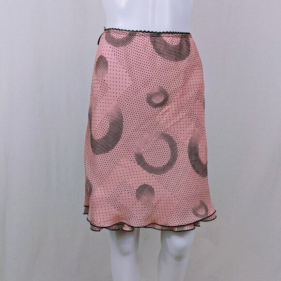Ninety Dresses & Skirts - Ninety Y2K Style Light Pink and Black Polka Dot Layered Flair Skirt Size M